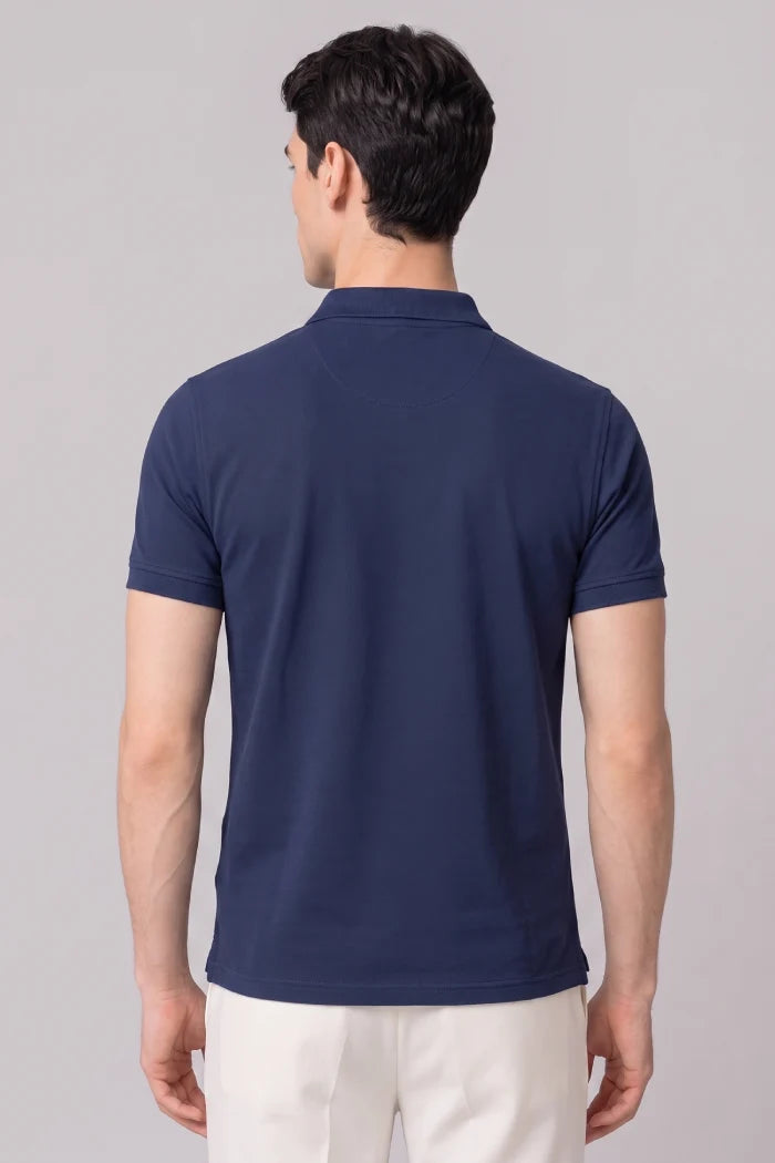 Navy Blue Zipper Polo T-shirt - Matty Lycra