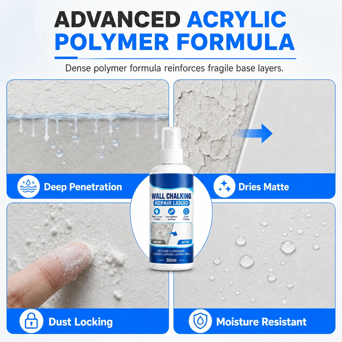 🎉 2026 HOT SALE 🏠 🧱 Wall Repair Liquid – locks chalky plaster instantly 🛠️
