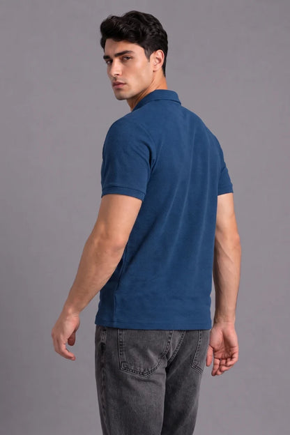 Blue Zipper Polo T-shirt for Men