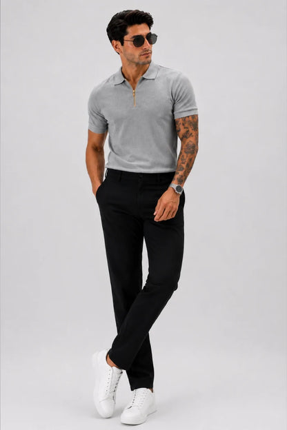 Light Grey Zipper Polo