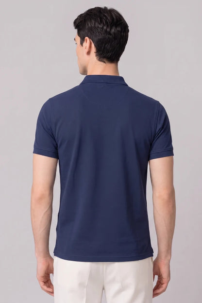Navy Blue Zipper Polo T-shirt - Matty Lycra