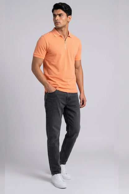 Peach Zipper Polo – Sporty Matty