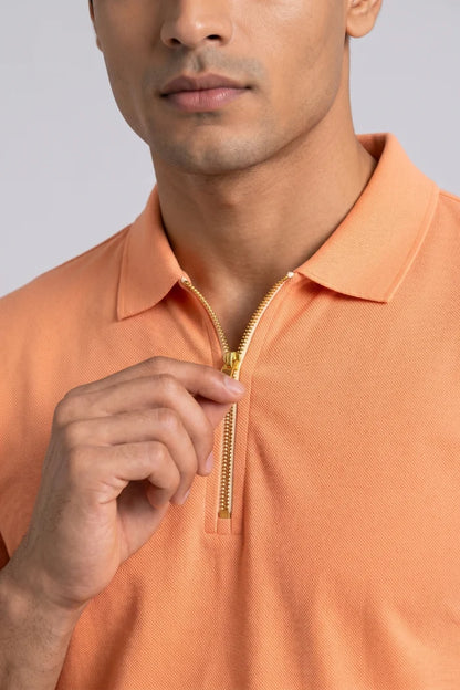 Peach Zipper Polo – Sporty Matty