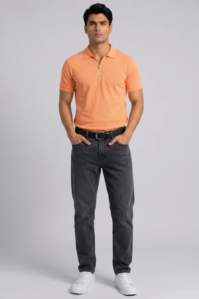 Peach Zipper Polo – Sporty Matty