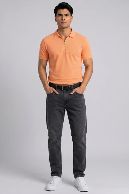 Peach Zipper Polo – Sporty Matty
