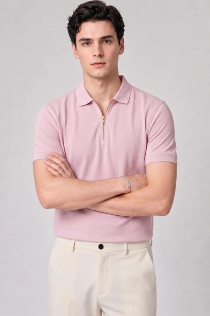 Powder Pink Zipper Polo – Matty Lycra