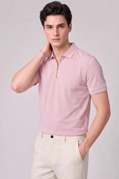 Powder Pink Zipper Polo – Matty Lycra