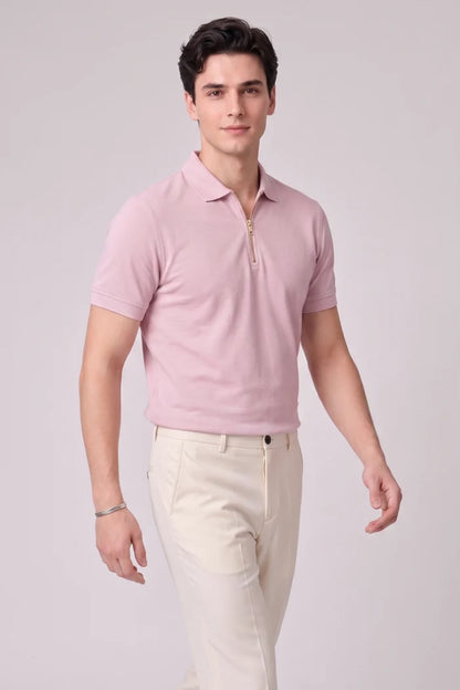 Powder Pink Zipper Polo – Matty Lycra
