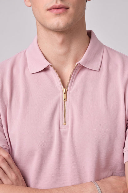 Powder Pink Zipper Polo – Matty Lycra