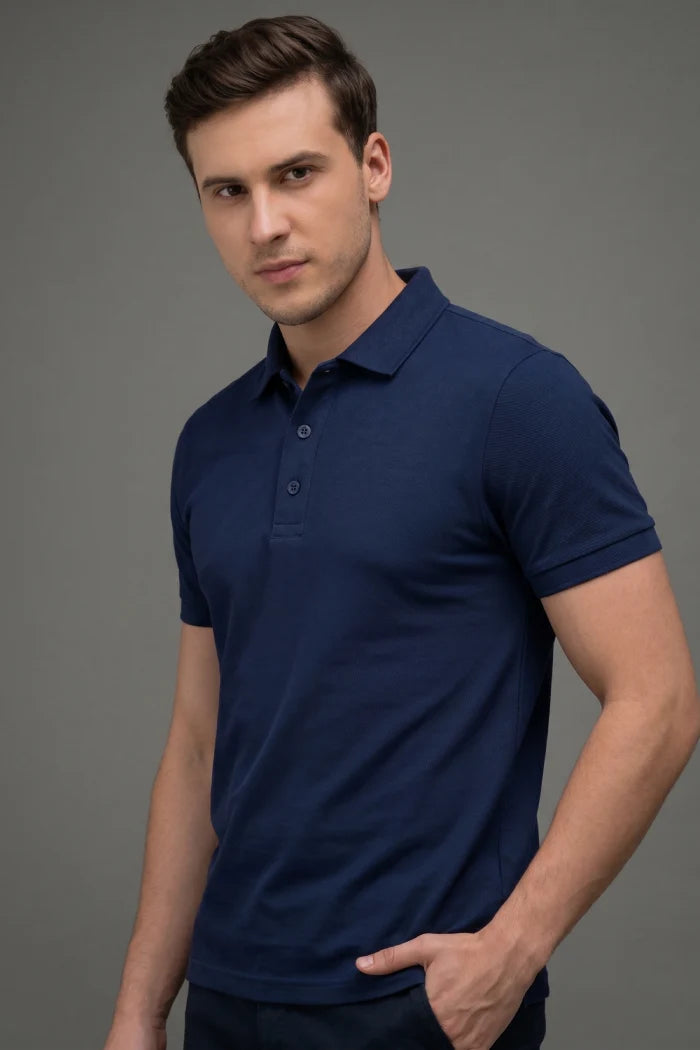 Navy Blue Polo T-shirt for Men