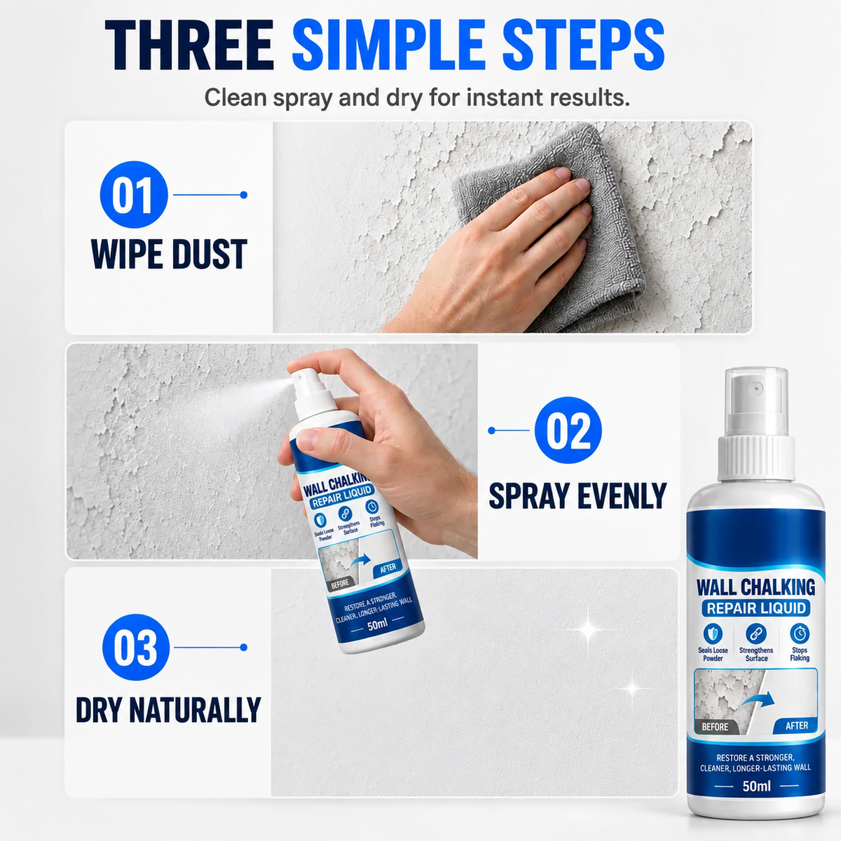 🎉 2026 HOT SALE 🏠 🧱 Wall Repair Liquid – locks chalky plaster instantly 🛠️